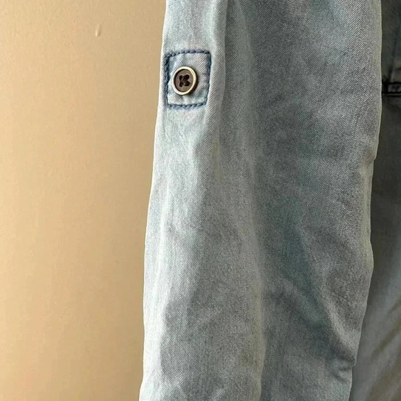 ❤️2/$40❤️[M]Parasuco Light Denim oversized Long Sleeve Button Tunic Dress Shirt - Picture 4 of 7